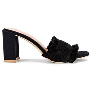 Revolve Sol Sana St. Sana Camilla Mules - Black Woven Canvas Fringe - 36 / 6